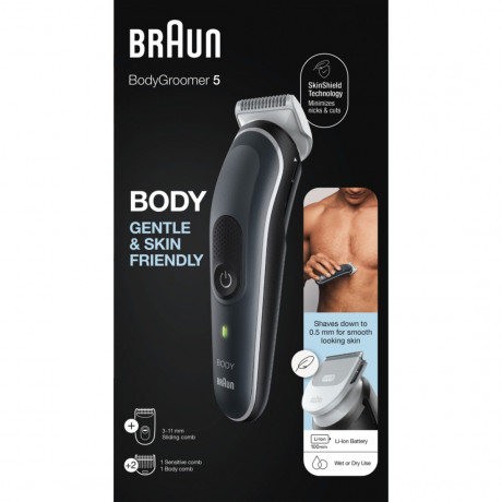 Braun Body Groomer 5 BG5340 in Grau und Schwarz  Машинка для стрижки волос технологией SkinShield, серо-черный