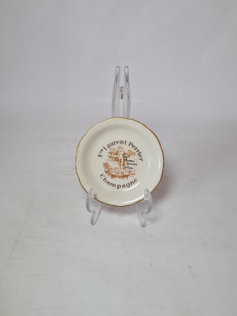 Пепельница винтажная Moulin Des Loupes France белый фарфор с рисунком в коричневых тонах, 11 x 2 см, Франция, 1960-70гг.