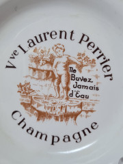 Пепельница винтажная Moulin Des Loupes France белый фарфор с рисунком в коричневых тонах, 11 x 2 см, Франция, 1960-70гг.