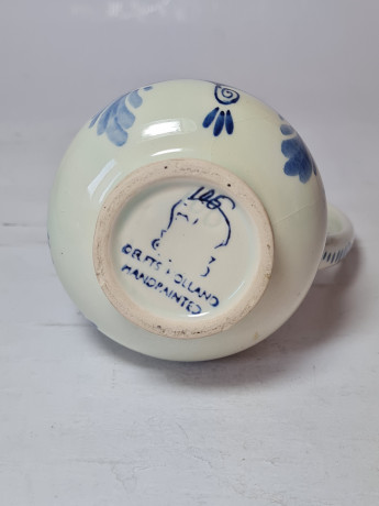 Кувшин винтажный Delft Blue, дельфтский фарфор с цветочным рисунком в синих тонах, Голландия, 1960-70гг.