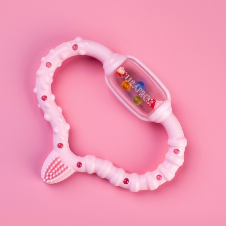 Curaprox Baby-Beissring mit Rassel  Lernzahnburste Детское кольцо для прорезывания зубов с обучающей зубной щеткой-погремушкой