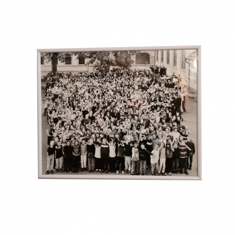 Фотография винтажная, ученики с учителем, под стеклом, 51 x 41,5 см, Германия, 1970-80гг.