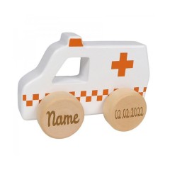 elefantasie Holzspielzeug Krankenwagen personalisiert mit Namen Деревянная игрушка скорой помощи с именем