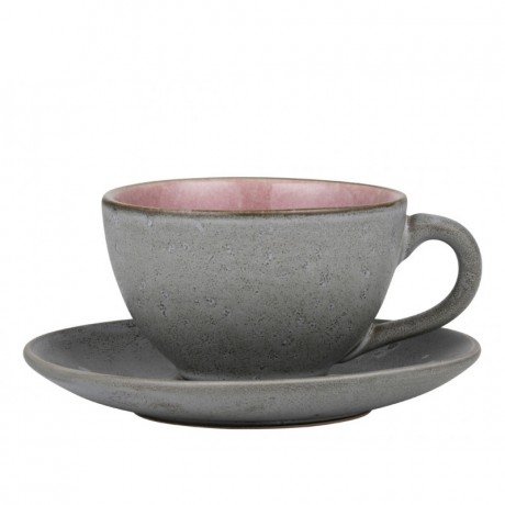 Bitz Bitz Gastro grey / light pink Tasse 0,22 L mit Untertasse 2-tlg. Битц Гастро серый/светло-розовый Чашка 0,22 л с блюдцем 2 шт.