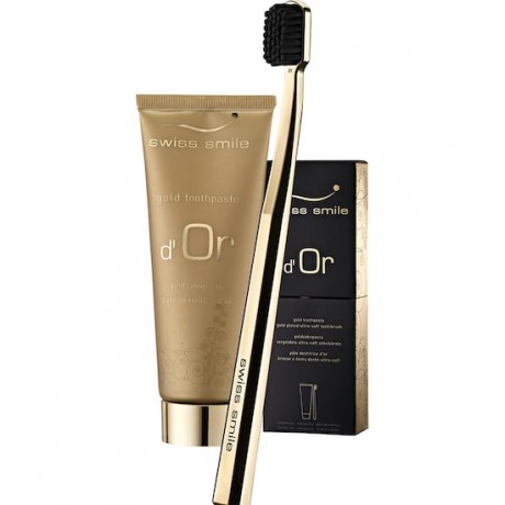  Swiss Smile Golden Toothpaste d'Or Set Набор Зубная паста с золотыми частичками для лучшего очищения 75 мл и Зубная щетка, 1 набор