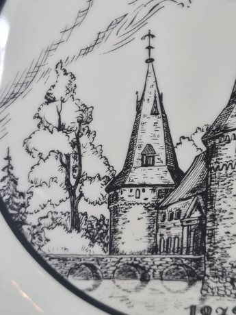 Тарелка декоративная винтажная Forstenberg "Замок Хааг. 1979", в заводской упаковке, фарфор, 19.5 см, Германия, 1970-80гг.