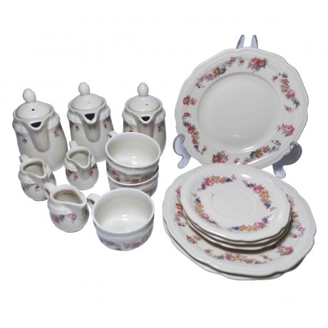 Hutschenreuther Selbe,  Хутченройтер селбе Фарфоровый Кофейный сервиз на 3 персоны, матовый фарфор с элегантной ручной росписью, 15 предметов, Германия 1960г.