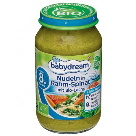 babydream Bio Menu Nudeln in Rahm-Spinat mit Bio-Lachs 220 г