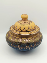 Сахарница винтажная Marbella, терракотовые оттенки, керамика, 16 х 14 см, Испания, 1970-80гг.