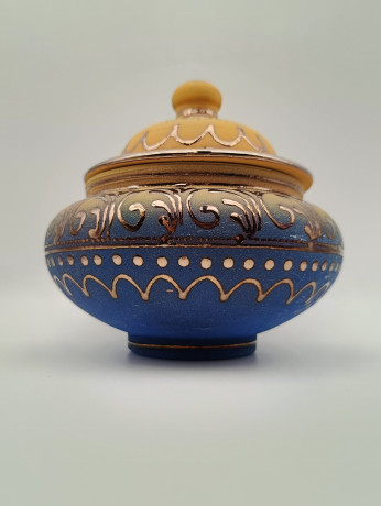 Сахарница винтажная Marbella, терракотовые оттенки, керамика, 16 х 14 см, Испания, 1970-80гг.