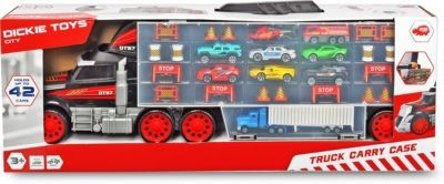 Dickie Toys Grosser Truck Tragekoffer inkl. 8 Die-Cast Fahrzeugen  Helikopter Большой кейс для грузовых автомобилей, включающий 8 литых автомобилей и вертолеты.