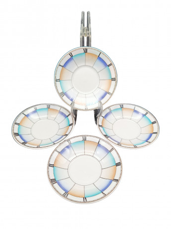 Тарелки винтажные Eschenbach / Коллекция Living Colours, с ярким декором, фарфор, 4 шт., 11 см, Германия, 1970-80гг.