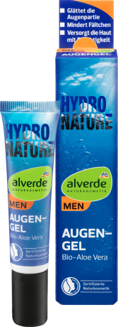 alverde NATURKOSMETIK MEN Hydro Nature Augen Gel Гель для глаз 3 в 1 с экстрактом авокадо и алое вера, 15 мл