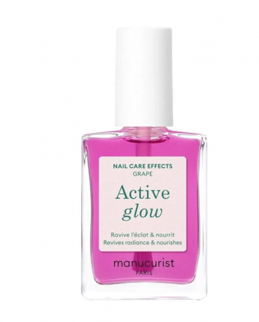 Manucurist Active Glow Blueberry + Grape, укрепляющий лак для ногтей с эффектом геля и натурального сияния, холодный розово-лиловый и полупрозрачный ягодный, укрепление ногтей, 2 х 15 мл