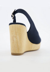 Tommy Hilfiger ICONIC ELENA SLING BACK WEDGE High heeled sandals marine ICONIC ELENA SLING BACK WEDGE Босоножки на высоком каблуке морской