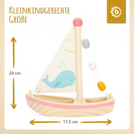 bieco Kinder Boot Spielzeug Holz 20x18 cm Badewannenspielzeug Wasserspielzeug Badespass Badespielzeug Детская игрушка-лодочка из дерева 20x18 см