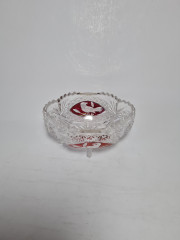 Салатница винтажная Hofbauer с изображением красной птицы, хрусталь, 12.5 х 7 см, Германия, 1960-70гг.