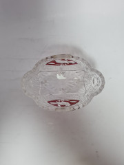 Салатница винтажная Hofbauer с изображением красной птицы, хрусталь, 12.5 х 7 см, Германия, 1960-70гг.