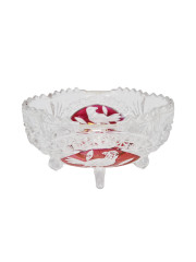 Салатница винтажная Hofbauer с изображением красной птицы, хрусталь, 12.5 х 7 см, Германия, 1960-70гг.