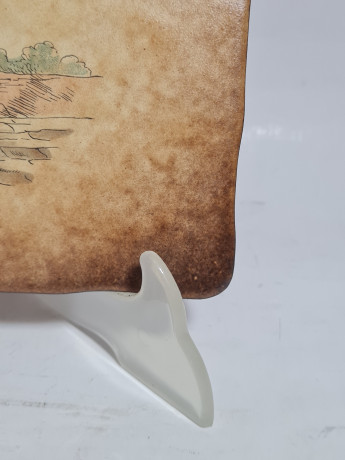 Керамическая винтажная картина "Окрестности Парижа. Торговец ведрами", 20 x 20 см, Италия, 1960-1970гг.