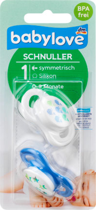 babylove Соска симметричная, Силикон	, Gr. 1, Wale / sterne, 2 шт