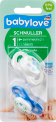 babylove Соска симметричная, Силикон	, Gr. 1, Wale / sterne, 2 шт