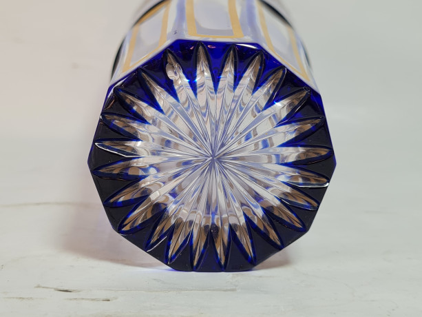 Стаканы винтажные Albena Morokko из цветного стекла с золотистым декором, 5 шт.х 13,5 см и 1 шт.х 10 см, Германия, 1960-70гг.