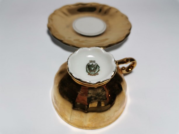 Mayer Wiesau Bavaria 1840, Коллекционная Кофейная пара с позолотой Баварская мануфактура