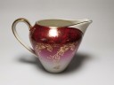 Чайный набор винтажный Johann Seltmann Bavaria Vohenstrauss, красный с обильной позолотой, 3 предмета, фарфор, 1950-60гг.
