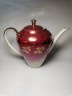 Чайный набор винтажный Johann Seltmann Bavaria Vohenstrauss, красный с обильной позолотой, 3 предмета, фарфор, 1950-60гг.
