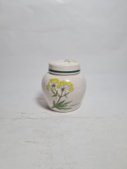 Баночка винтажная Herr Fayence "Любисток" с крышкой, кракелюр, фарфор, 9.5 см, Германия, 1970-80гг.