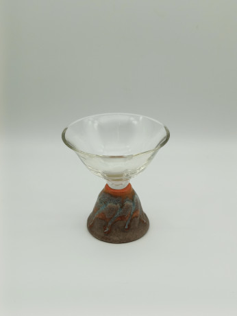 Кувшин винтажный с бокалами Georgenthal / Коллекция Cherry с крышкой, узкое горлышко, керамика / стекло, кувшин - 1 шт., бокалы - 4 шт., Германия, 1970-80гг.