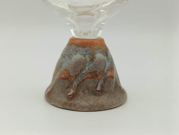 Кувшин винтажный с бокалами Georgenthal / Коллекция Cherry с крышкой, узкое горлышко, керамика / стекло, кувшин - 1 шт., бокалы - 4 шт., Германия, 1970-80гг.