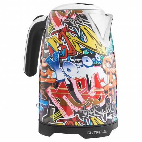 Gutfels Gutfels Wasserkocher WATER 3010 G, 2200 W, Graffiti-Style, 1,7 Liter, 2200 Watt, 360 Grad Sockel  Чайник Gutfels WATER 3010 G, 2200 Вт, стиль граффити, 1,7 литра, 2200 Вт, основание 360 градусов