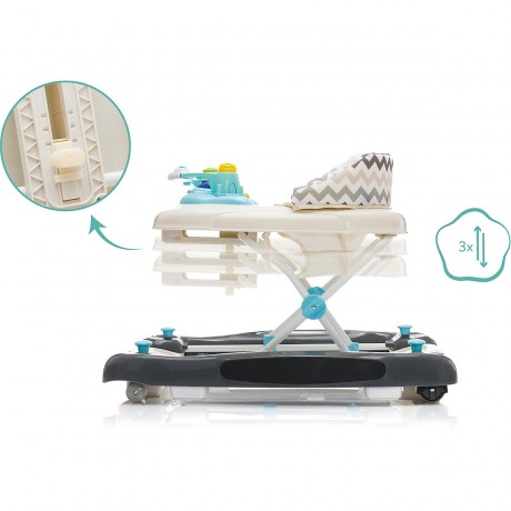 fillikid Lauflerngerat mit Schaukelfunktion grau mit Zick-Zack Einhang Ходунки с функцией качания