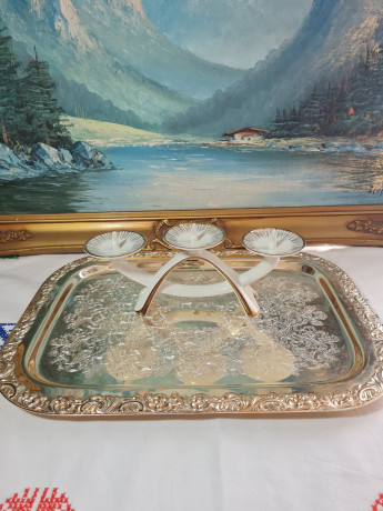 Подсвечник винтажный Alka Kunst Bavaria, белый фарфор с позолоченным декором, 26 x 6 x 11 см, Германия, 1960-70гг.