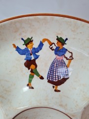 Тарелка-менажница Alpine Peasant Ware с ручками, ручная роспись, 35 см, Германия, 1960-70гг.