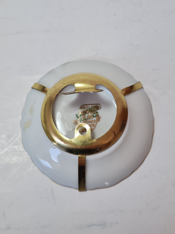 Limoges France Набор тарелок  темно-синий фарфор с рисунком и золотым декором, 11,5см / 8см / 6,5 см/ 5,5см, Франция, 1960-70гг.