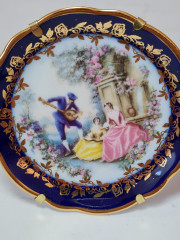 Limoges France Набор тарелок  темно-синий фарфор с рисунком и золотым декором, 11,5см / 8см / 6,5 см/ 5,5см, Франция, 1960-70гг.