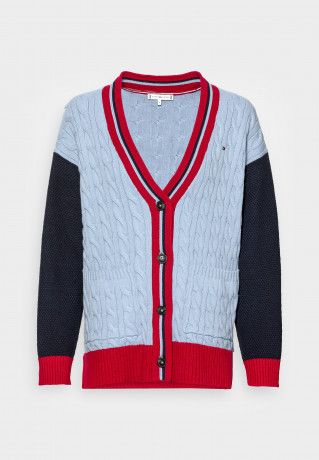 Tommy Hilfiger CABLE MIX CARDIGAN Cardigan moon blue КАРДИГАН CABLE MIX Кардиган лунно-голубой