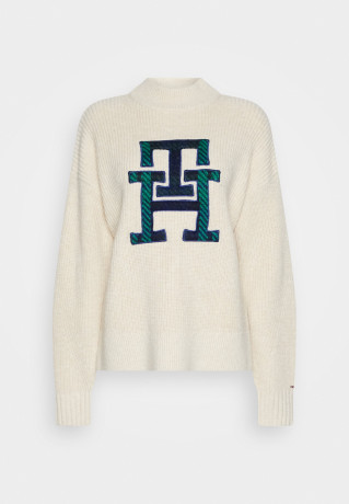 Tommy Hilfiger MONOGRAM GRAPHIC MOCK-NK Jumper heathered oatmilk MONOGRAM GRAPHIC MOCK-NK Джемперы овсяное молоко