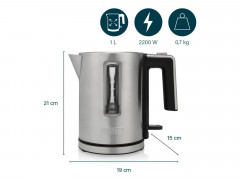 PRINCESS PRINCESS Wasserkocher 236045 Wasserkocher 1L Edelstahl/Schwarz  Чайник PRINCESS 236045 чайник 1л нержавеющая сталь/черный