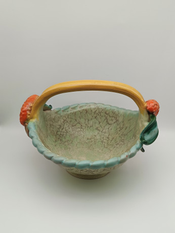 Конфетница винтажная Georgenthal / Коллекция Cherry в виде корзинки с ручкой, керамика, 21 х 20.5 см, Германия, 1970-80гг.