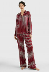 Tommy Hilfiger TONAL LOGO STRIPE Pyjama bottoms stripes rouge ПОЛОСКА С ЛОГОТИПОМ В ТОНАЛЬНУЮ ПОЛОСКУ Пижамные штаны полосатый румянец