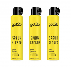 got2b Haarspray Sprühkleber Got2b 3stk x 300ml, Лак для волос ультрасильной фиксации, 3шт х 300 мл, фиксация до 72 часов, без склеивания и пересушивания, стойкий эффект до следующего мытья 