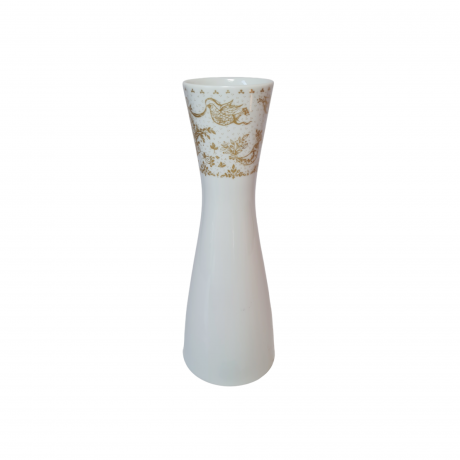 Ваза винтажная Rosenthal Studio, белый фарфор с позолоченным рисунком птиц и растений, 22 x 8 см, Германия, 1960-70гг.