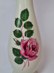 Ваза винтажная Royal KM Bavaria, белый фафор с декором и позолоченным ободком "Розовая роза", 28,5 x 8см / 3,5см, Германия, 1960-70гг.