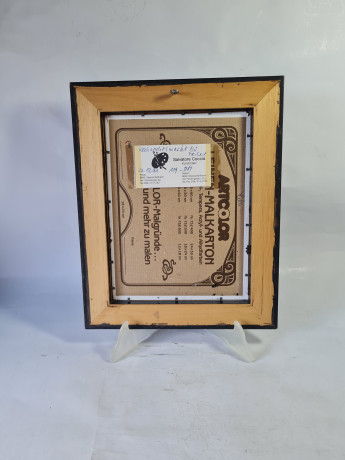 Картина винтажная "Скрипка" худ. Salvatore Coccia / Die Boheme, черно-золотая рама, 31,5 x 25 см, Германия, 1960-1970гг.