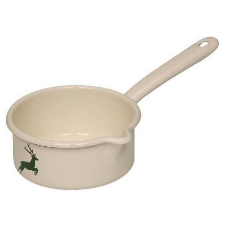 Gmundner Keramik Gmundner Keramik by Riess Gruner Hirsch Stielkasserolle mit grossem Ausguss - Emaille 0,75 L / d: 14 cm Керамика Gmundner от Riess Gr?ner Hirsch Кастрюля с большим носиком - эмаль 0,75 л / диаметр: 14 см