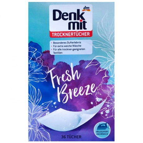Denkmit Trockentucher Денкмит Ароматизирующие салфетки для сушильной машины, "Fresh Breeze", 36шт.